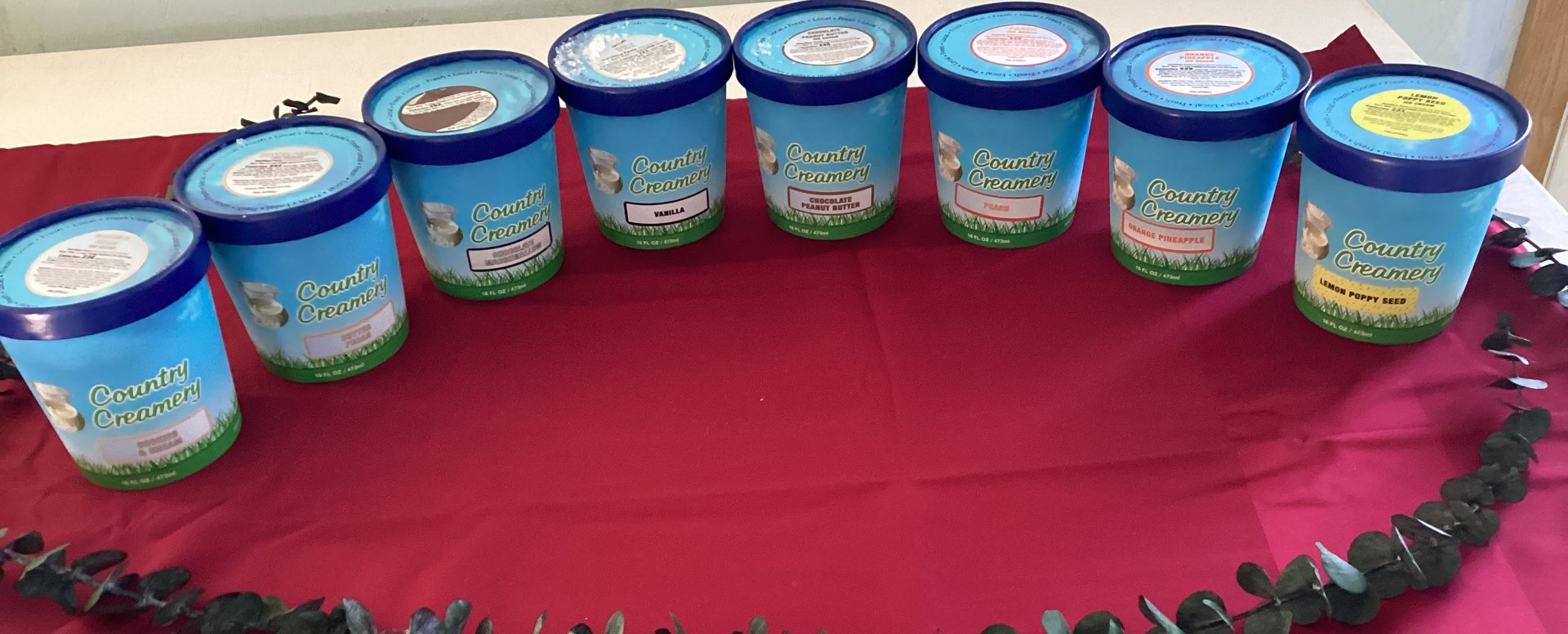 Ice Cream gallons, half gallons, and pints